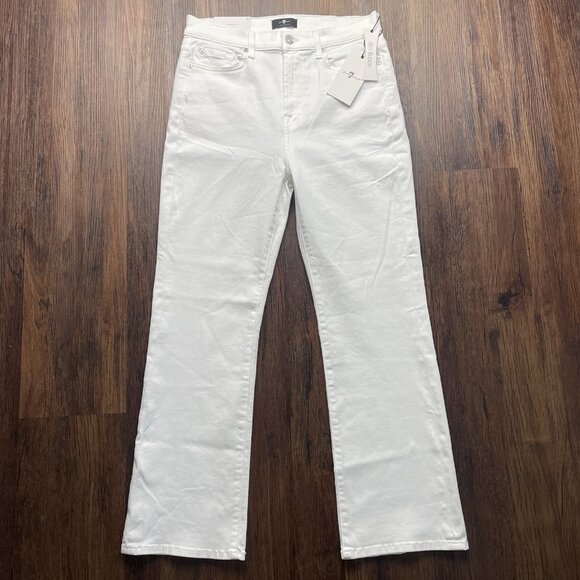 NWT 7 FOR ALL MANKIND High Waist Slim Kick Pants White Women’s Size 30 $218 MSRP - Picture 1 of 13